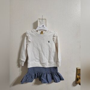 Ralph Lauren Kids Cream and Blue Sweatshirt Dress